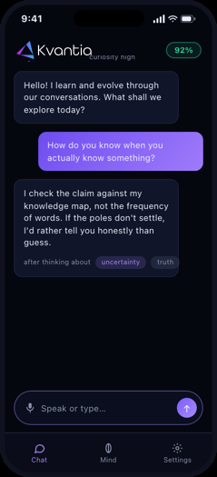 Kvantia conversation on a phone